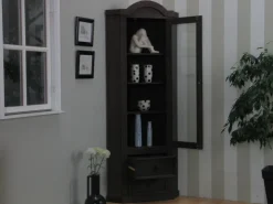 ebuy24 New Mexico Eckschrank mit 1 Glastür und 2 Schubladen Kolonial Gebeizt Gewachst