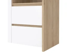ebuy24 Next Vitrinenschrank 3 Türen 2 Schubladen 1 Ablage Eichen-Dekor Weiß Hochglanz* Vitrinen