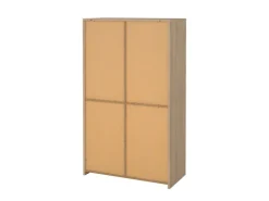ebuy24 Next Vitrinenschrank 3 Türen 2 Schubladen 1 Ablage Eichen-Dekor Weiß Hochglanz* Vitrinen