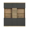 ebuy24 Norris1 Vitrinenschrank Grau Eiche Dekor
