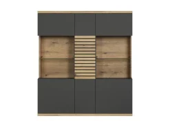 ebuy24 Norris1 Vitrinenschrank Grau Eiche Dekor