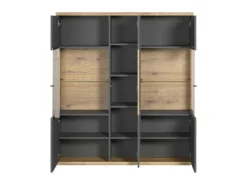 ebuy24 Norris1 Vitrinenschrank Grau Eiche Dekor