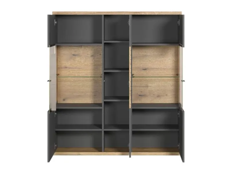 ebuy24 Norris1 Vitrinenschrank Grau Eiche Dekor