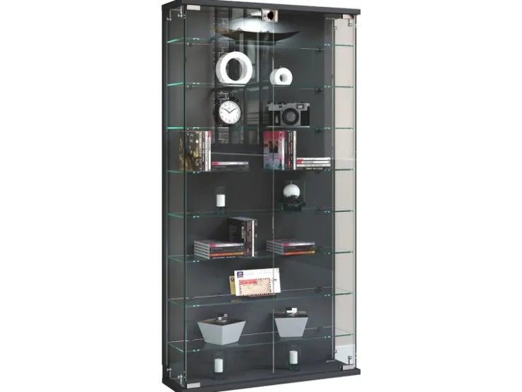 ebuy24 RelasL Vitrinenschrank Wandhängend 2 Türen Anthrazit