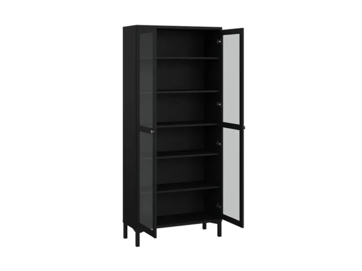 ebuy24 Roma Vitrinenschrank 2 Türen Matt Schwarz