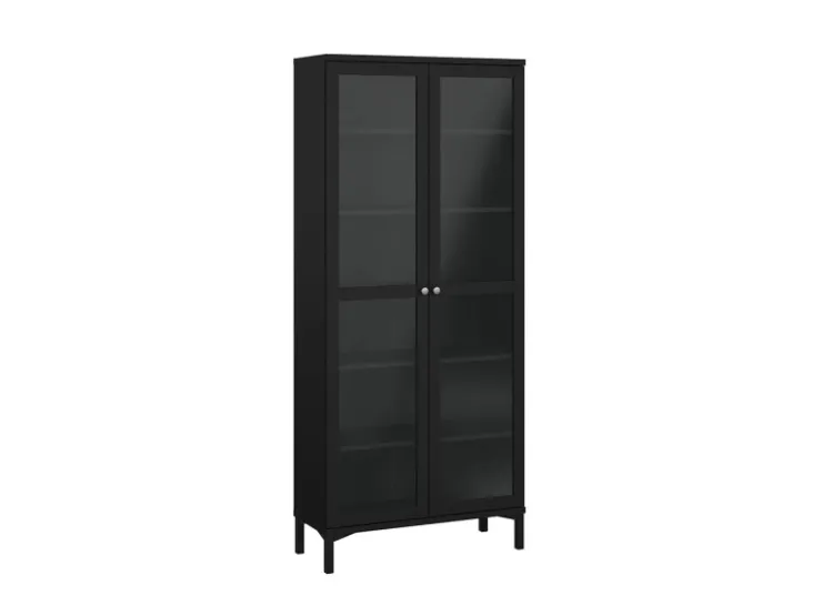 ebuy24 Roma Vitrinenschrank 2 Türen Matt Schwarz