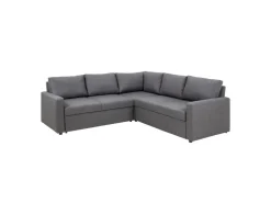 ebuy24 Sacramento Ecksofa Versteckte Aufbewahrung und Ausziehbares Bett Grau* Sofas