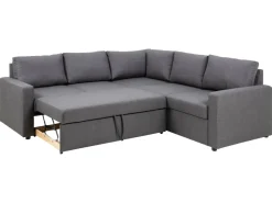 ebuy24 Sacramento Ecksofa Versteckte Aufbewahrung und Ausziehbares Bett Grau* Sofas