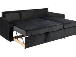 ebuy24 Sacramento Schlafsofa Chaiselong Wendbar Versteckte Aufbewahrung und Ausziehbares Bett AntracitGrau