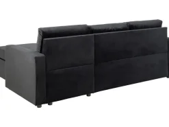 ebuy24 Sacramento Schlafsofa Chaiselong Wendbar Versteckte Aufbewahrung und Ausziehbares Bett AntracitGrau