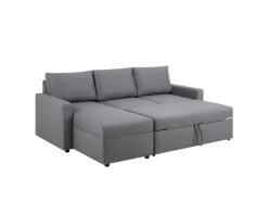 ebuy24 Sander Schlafsofa mit Ottomane Aufbewahrung und Auszug Hellgrau