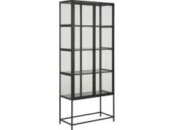 ebuy24 Sea Vitrinenschrank A 2 Glastüren und 4 Regale Schwarz* Vitrinen