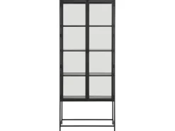 ebuy24 Sea Vitrinenschrank A 2 Glastüren und 4 Regale Schwarz* Vitrinen