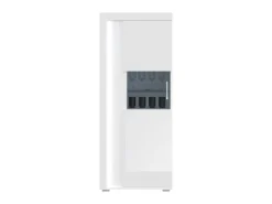 ebuy24 Skylight1 Vitrinenschrank 1 Tür mit Licht Hochglanz Weiß Glas Grau Weiß