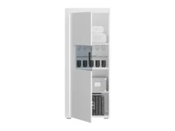 ebuy24 Skylight1 Vitrinenschrank 1 Tür mit Licht Hochglanz Weiß Glas Grau Weiß