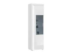 ebuy24 Skylight Vitrinenschrank 1 Tür mit Licht Hochglanz Weiß Glas Grau Weiß* Vitrinen