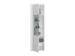 ebuy24 Skylight Vitrinenschrank 1 Tür mit Licht Hochglanz Weiß Glas Grau Weiß* Vitrinen