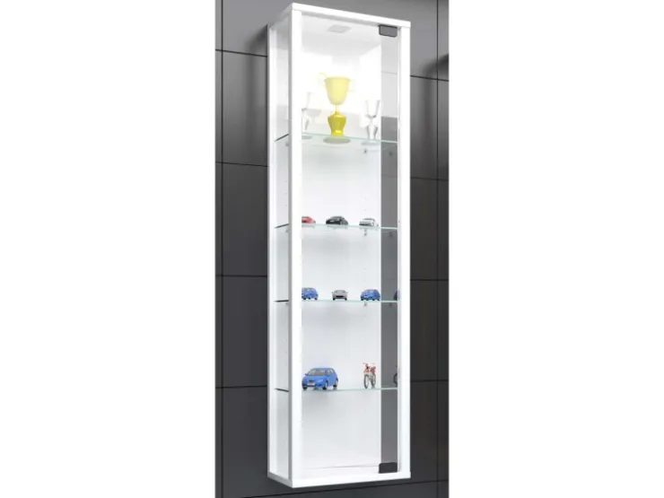 ebuy24 StanoMini Glasvitrinen Wandhängend 1 Glastür Weiß
