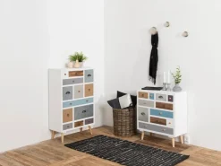ebuy24 Thames Kommode in Weiß mit 13 Verschiedenfarbigen Schubladen* Kommode