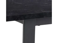 ebuy24 Tilst Essgruppe Tisch Schwarz Marmor Print mit 4 Stühlen Velour Schwarz