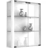 ebuy24 Udina Vitrinenschrank Wandhängend mit 2 Glastüren 2 Glasböden Weiß* Vitrinen