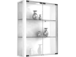 ebuy24 Udina Vitrinenschrank Wandhängend mit 2 Glastüren 2 Glasböden Weiß* Vitrinen