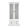 ebuy24 Venedig Vitrinenschrank 2-Türig mit 2 Schubladen Breite 97 cm Höhe 201 cm Weiß