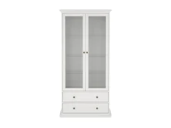 ebuy24 Venedig Vitrinenschrank 2-Türig mit 2 Schubladen Breite 97 cm Höhe 201 cm Weiß
