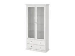 ebuy24 Venedig Vitrinenschrank 2-Türig mit 2 Schubladen Breite 97 cm Höhe 201 cm Weiß