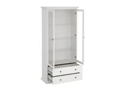 ebuy24 Venedig Vitrinenschrank 2-Türig mit 2 Schubladen Breite 97 cm Höhe 201 cm Weiß