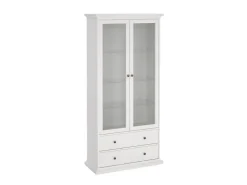 ebuy24 Venedig Vitrinenschrank 2-Türig mit 2 Schubladen Breite 97 cm Höhe 201 cm Weiß