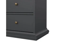 ebuy24 Venedig Vitrinenschrank 2 Glastüren und 2 Schubladen Matt Grau