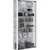 ebuy24 Vitrosa Maxi Vitrinenschrank Wandhängend mit 2 Glastüren und Licht Weiß
