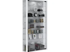 ebuy24 Vitrosa Maxi Vitrinenschrank Wandhängend mit 2 Glastüren und Licht Weiß