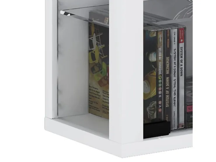 ebuy24 Vitrosa Maxi Vitrinenschrank Wandhängend mit 2 Glastüren und Licht Weiß