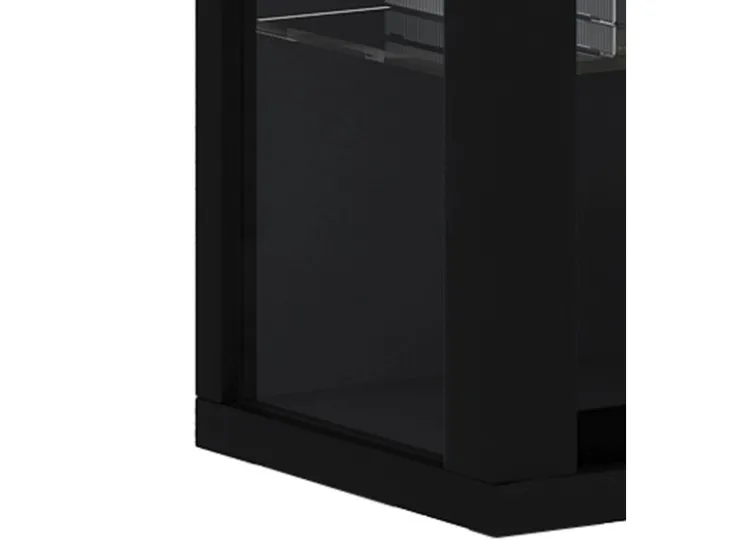 ebuy24 Vitrosa Mini Vitrinenschrank Wandhängend mit 2 Glastüren und 8 Glasregalen Schwarz* Vitrinen