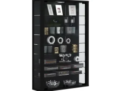 ebuy24 Vitrosa Mini Vitrinenschrank Wandhängend mit 2 Glastüren 8 Glasböden Schwarz* Vitrinen