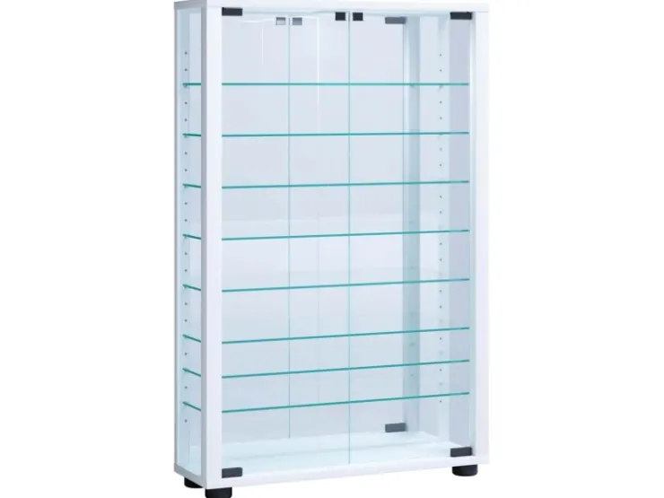 ebuy24 VitrosaMaxi Vitrinenschrank Wandhängend mit Spiegel 2 Glastüren Weiß