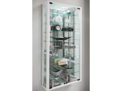 ebuy24 VitrosaMaxi Vitrinenschrank Wandhängend mit Spiegel 2 Glastüren Weiß