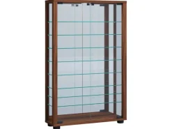 ebuy24 VitrosaMaxi Vitrinenschrank Wandhängend mit Spiegel 2 Glastüren Nussbaum Dekor* Vitrinen