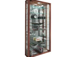 ebuy24 VitrosaMaxi Vitrinenschrank Wandhängend mit Spiegel 2 Glastüren Nussbaum Dekor* Vitrinen