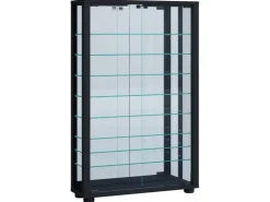 ebuy24 VitrosaMaxi Vitrinenschrank Wandhängend mit Spiegel 2 Glastüren Schwarz* Vitrinen