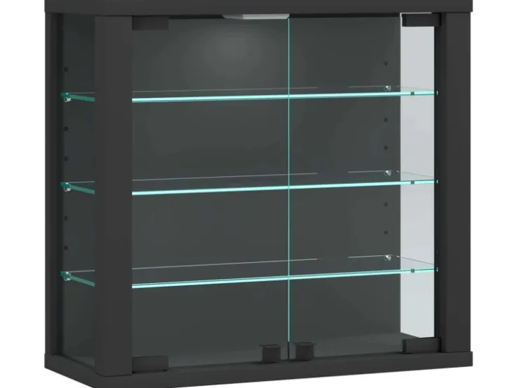 ebuy24 VitrosaS Vitrinenschrank Wandhängend 2 Glastüren Anthrazit* Vitrinen