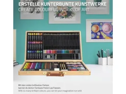 ECD Germany 109 Teiliges Malset mit Holzkoffer Zeichen und Malkoffer für Kinder* Bastelzubehör