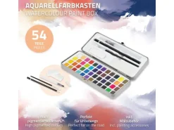 ECD Germany Aquarellfarben Set 48 Farben in Tragbarer Box inkl Pinsel* Malerbedarf