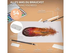 ECD Germany Aquarellfarben Set 48 Farben in Tragbarer Box inkl Pinsel* Malerbedarf