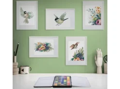 ECD Germany Aquarellfarben Set 48 Farben in Tragbarer Box Vollaquarell Palette* Bastelzubehör