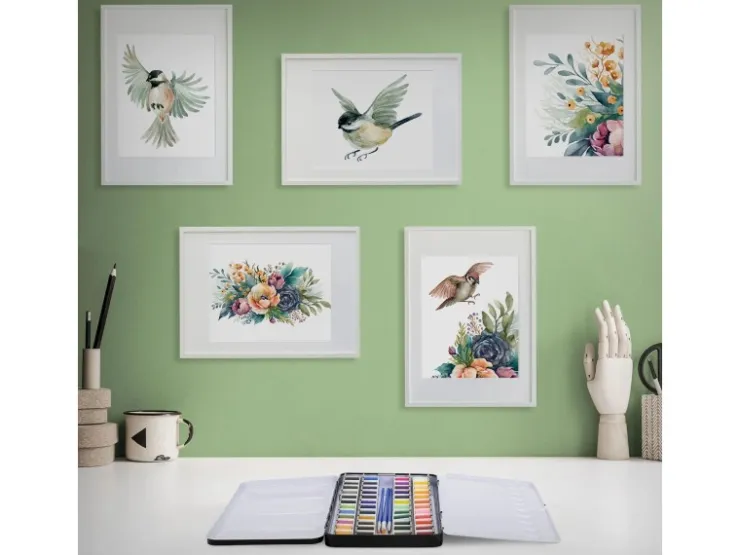 ECD Germany Aquarellfarben Set 48 Farben in Tragbarer Box Vollaquarell Palette* Bastelzubehör