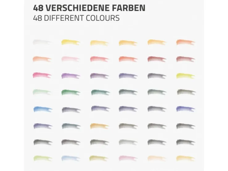 ECD Germany Aquarellfarben Set 48 Farben in Tragbarer Box Vollaquarell Palette* Bastelzubehör