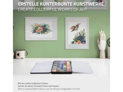 ECD Germany Aquarellfarben Set 48 Farben in Tragbarer Box Vollaquarell Palette* Bastelzubehör